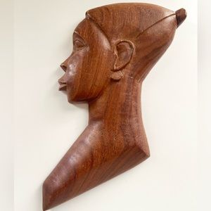 Wood Hand Carved Profile Bust Angola Luanda